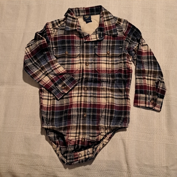 Oshkosh B'Gosh boys 3T flannel long sleeve bodysuit, new without tags - Picture 1 of 5
